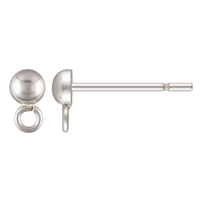 3.0mm Half Ball Earring w / Ring SPAT