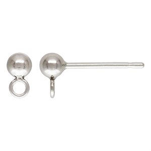 3mm Ball Earring w / CL Perpendicular Ring AT