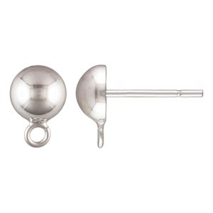 6.0mm Half Ball Earring w / Ring SPAT