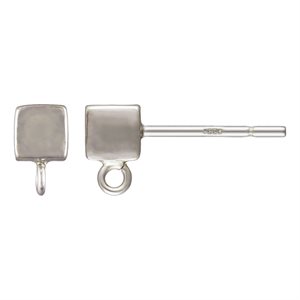 4.0mm Cube Post Earring w / Ring SPAT