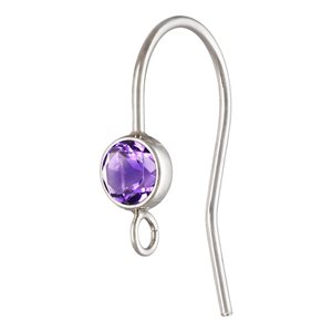 4.0mm Amethyst Ear Wire w / Ring AT