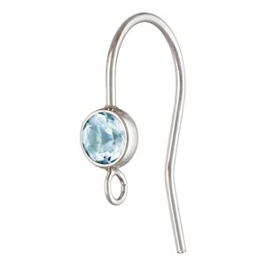 4.0mm Sky BlueTopaz Ear Wire w / Ring AT