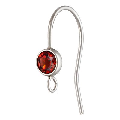 4.0mm Garnet Ear Wire w / Ring AT 4.0mm Garnet Ear Wire w / Ring AT