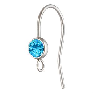 4.0mm Swiss Blue 3A CZ Ear Wire w / Ring AT