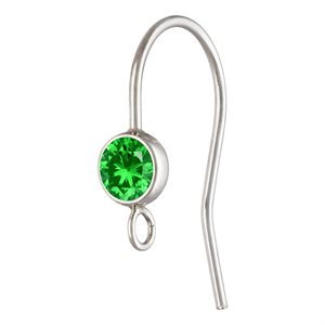 4.0mm Green 3A CZ Ear Wire w / Ring AT