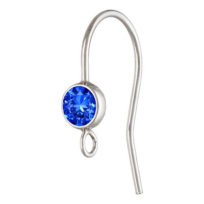 4.0mm Imitation Sapphire Ear Wire w / Ring AT