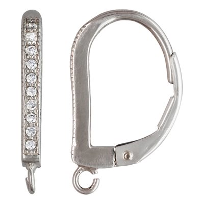 White 5A CZ Leverback w / Ring AT White 5A CZ Leverback w / Ring AT