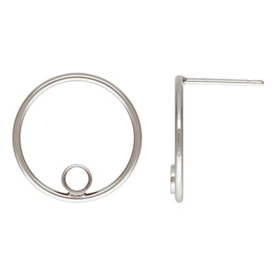 15mm Circle Post Earring w / 3mm Bezel AT