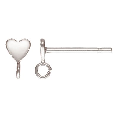 3.5mm Heart Post Earring w / Ring AT