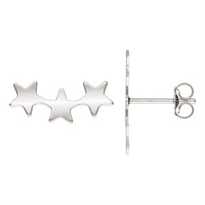 5.0x14.5mm Triple Star Post Earring w / Earring Back AT