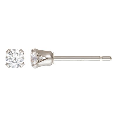 3mm White 3A CZ Snap-in Post Earring AT