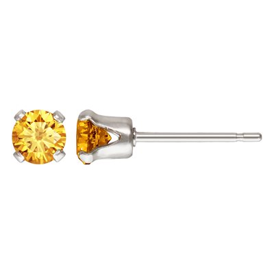 4mm Champagne 3A CZ Snap-in Post Earring AT