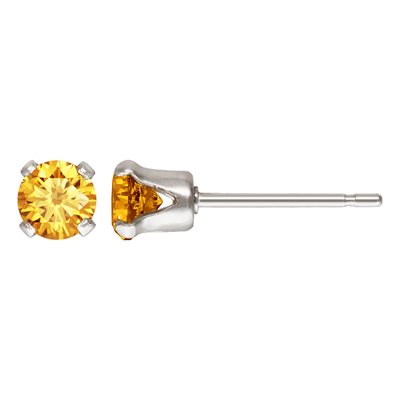 4mm Champagne 3A CZ Snap-in Post Earring AT 4mm Champagne 3A CZ Snap-in Post Earring AT