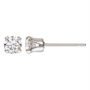 4.0mm White 3A CZ Snap-in Post Earring AT