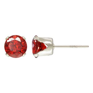 6.0mm Garnet 3A CZ Snap-in Post Earring AT
