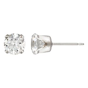 6.0mm White 3A CZ Snap-in Post Earring AT