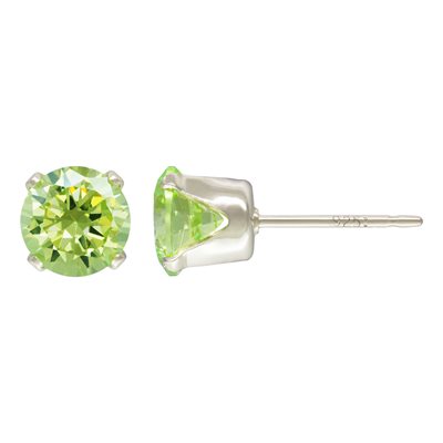6.0mm Lime 3A CZ Snap-in Post Earring AT