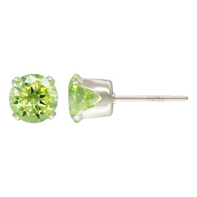 6.0mm Lime 3A CZ Snap-in Post Earring AT 6.0mm Lime 3A CZ Snap-in Post Earring AT