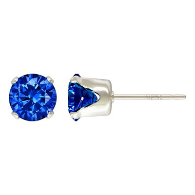 6mm Sapphire 3A CZ Snap-in Post Earring AT