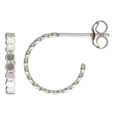 12.0mm Beaded 3 / 4 Hoop Post Earrings w / EB AT