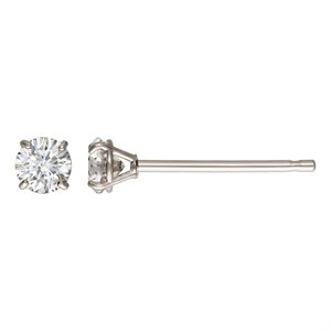 3.0mm 4 Prong Cast Earring w / White 5A CZ AT