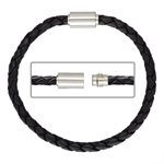 7" 4.0mm Black Braided Leather Magnetic