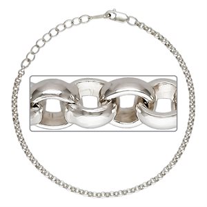 6.5" 2.5mm Rolo Chain w / 1" Extender AT