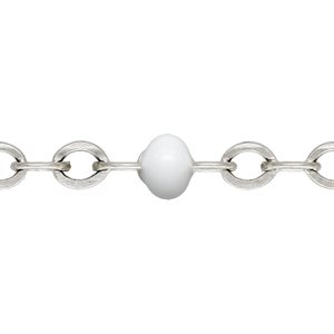 1.7mm Flat Cable Chain w / White Epoxy Beads 10ft Spool AT
