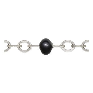 1.7mm Flat Cable Chain w / Black Epoxy Beads 10ft Spool AT