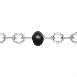 1.7mm Flat Cable Chain w / Black Epoxy Beads 100ft Spool AT
