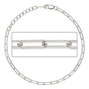 6.5" Flat Paperclip Chain w / 1" Extender AT