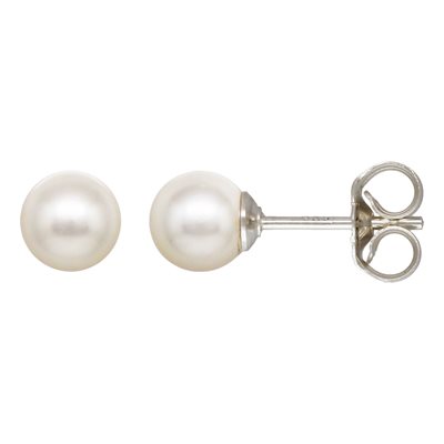 5.0mm White Crystal Simulated Pearl Post Earring