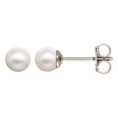 4.0mm White Crystal Simulated Pearl Post Earring