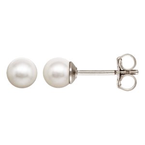 4.0mm White Crystal Pearl Post Earring