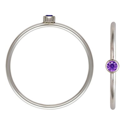 2mm Amethyst 3A CZ Stacking Ring Size 5 AT 2mm Amethyst 3A CZ Stacking Ring Size 5 AT