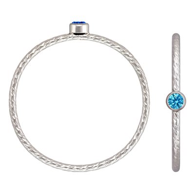 2mm Swiss Blue 3A CZ Sparkle Ring Size 5 AT
