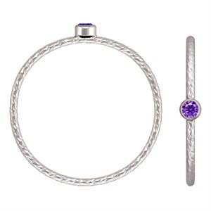 2mm Amethyst 3A CZ Sparkle Ring Size 5 AT
