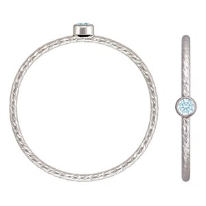 2mm Aquamarine 3A CZ Sparkle Ring Size 5 AT