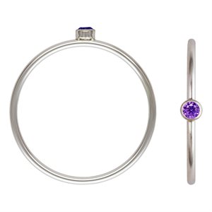 2mm Amethyst 3A CZ Stacking Ring Size 6 AT