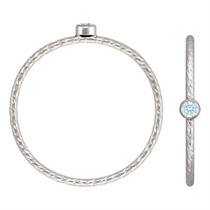 2mm Aquamarine 3A CZ Sparkle Ring Size 6 AT