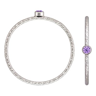 2mm Lt Amethyst 3A CZ Sparkle Ring Size 6 AT