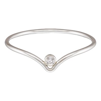2mm White 3A CZ Chevron Ring Size 7 AT 2mm White 3A CZ Chevron Ring Size 7 AT