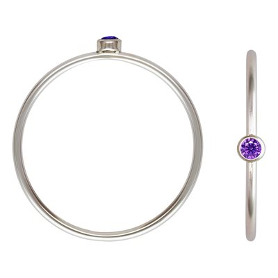 2mm Amethyst 3A CZ Stacking Ring Size 7 AT 2mm Amethyst 3A CZ Stacking Ring Size 7 AT