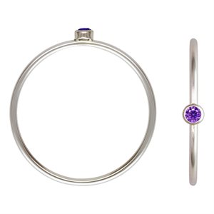 2mm Amethyst 3A CZ Stacking Ring Size 7 AT