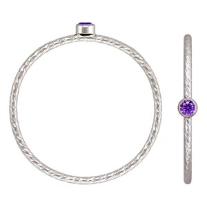 2mm Amethyst 3A CZ Sparkle Ring Sz 7 AT
