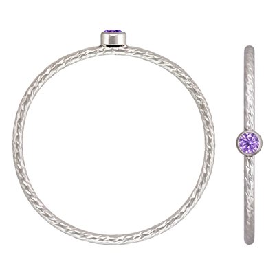 2mm Lt Amethyst 3A CZ Sparkle Ring Sz 7 AT 2mm Lt Amethyst 3A CZ Sparkle Ring Sz 7 AT