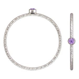 2mm Lt Amethyst 3A CZ Sparkle Ring Sz 7 AT