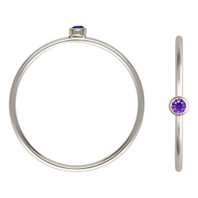 2mm Amethyst 3A CZ Stacking Ring Size 8 AT