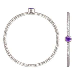 2mm Amethyst 3A CZ Sparkle Ring Sz 8 AT