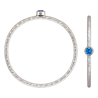 2mm Aqua Blue 3A CZ Sparkle Ring Sz 8 AT 2mm Aqua Blue 3A CZ Sparkle Ring Sz 8 AT